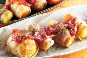 簡単!満腹♪肉巻きポテト丸,お弁当,じゃがいも,