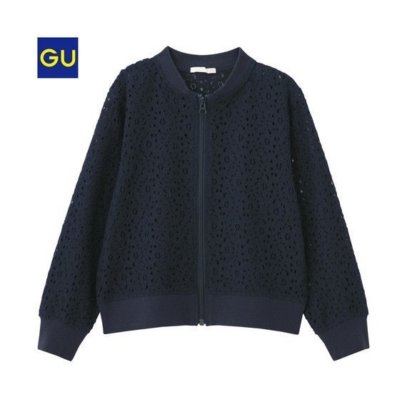 (GU)GIRLSレースブルゾン(長袖),キッズ,ジャンパー,ブルゾン