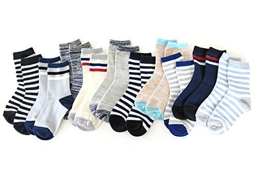 靴下 キッズ 男の子 ボーダー・ライン・ミックスカラー ベーシックデザインがオシャレ クルー丈 10足セット (16-21cm),ソックスbox408,