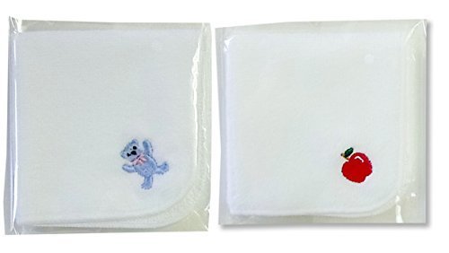 今治タオル×スマイリッシュ タオルハンカチガールズ2枚セット・名入れスペース付(りんご&くま),タオル,ハンカチ,こども