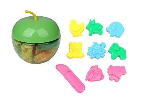 カワイイ りんご ケース 入り 12色 カラー 粘土 ねんど & 動物 アニマル 型 8種類 ヘラ セット,粘土遊び,幼児,