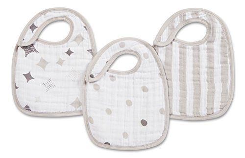 aden + anais (エイデンアンドアネイ) 【日本正規品】 モスリンコットン スナップビブ 3枚セット nibble shine on - 3 Pack-7113,赤ちゃん,ガーゼ,