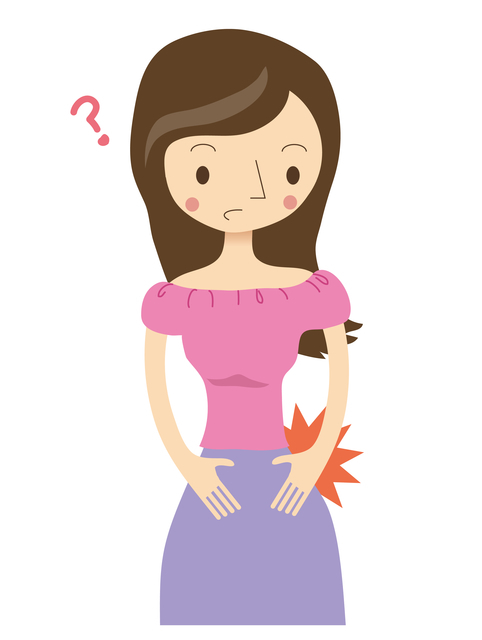 お腹の違和感を感じる女性イメージ,妊娠初期,茶おり,