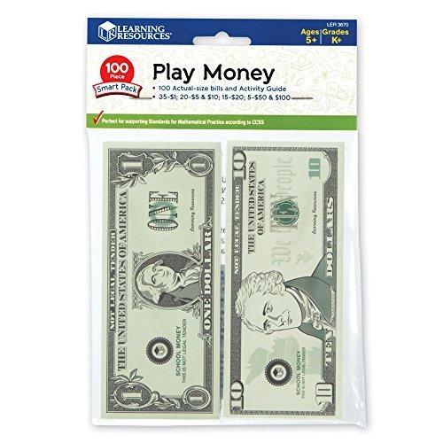 Learning Resources Play Money Smart Pack 【英語玩具 お金 ドル】 アメリカ通貨 紙幣ミニセット(100枚入り) 正規品,おもちゃ,お金,
