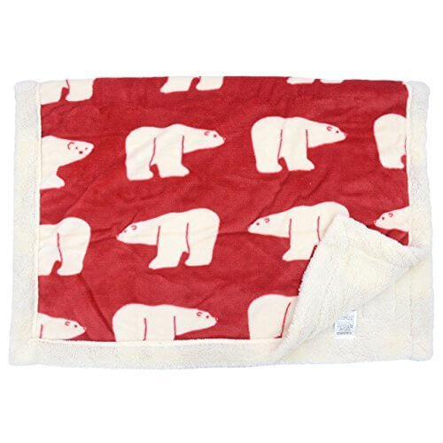 ブランケット ひざ掛け 毛布 裏ボア 裏起毛 ふわふわ 白熊柄 5色 70×100cm (red),スリーパー,手作り,