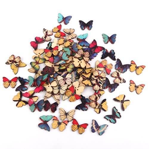 【Phenovo】ビーズ アクセサリーパーツ 縫製 ボタン 手芸材料 工芸品 印刷 蝶のボタン,手作り,フォトフレーム,