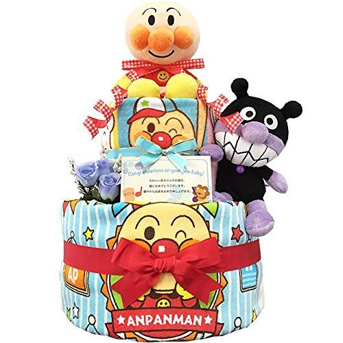 KanonBabys アンパンマンとバイキンマンのおむつケーキ/ダイパーケーキ 2段 (パンパースS20枚 男の子 出産祝い用),ベビーシャワー,