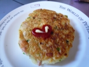 残りごはん入り お食事パンケーキ ,フライパンパン ,レシピ ,簡単