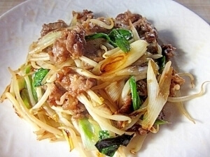 長ねぎ、もやしの牛肉のオイスターソース炒め,牛肉,お弁当,