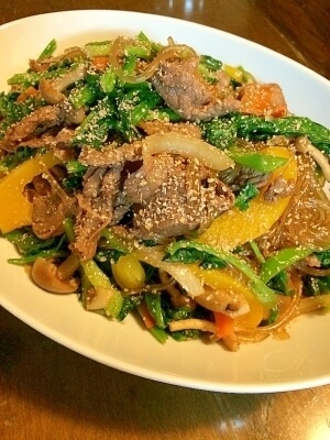 野菜がたっぷり☆チャプチェ,牛肉,お弁当,