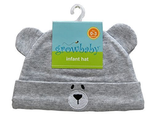growbaby Infant Hat 新生児用(0~3カ月) 帽子 ジャージー地綿100%,クマさん帽子 グレー 23526,赤ちゃん,帽子,おすすめ