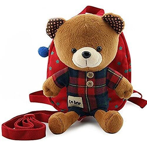 Bobear 迷子防止ひも リード付き ベビー リュック クマ ぬいぐるみ ( 1-6歳子供リュックサック ベビーギフトや贈り物) (レッド),ベビーリュック,男の子,