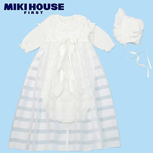MIKIHOUSE FIRST(ミキハウスファースト)華やかサテンコートのセレモニードレス箱付3点セット フリー,白,ベビー,セレモニードレス,