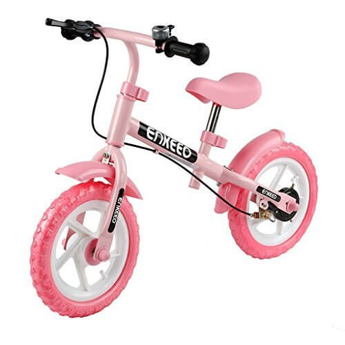 enkeeo ペダルなし自転車 バランス感覚養成 軽量 コンパクト ハンドルとサドルの高さ調整可 2歳~6歳子供用 スポーツモデル 1004【メーカー保証】(ブレーキ付き, ピンク),ペダルなし,自転車,
