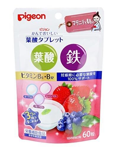 ピジョン サプリメント かんでおいしい 葉酸タブレット (ストロベリー・ブルーベリー・ヨーグルト) 60粒入,かんでおいしい葉酸タブレット,