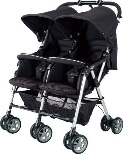 コンビ Combi ベビーカー TWINSPIN ツインスピン ブラック (1ヶ月~36ヶ月頃対象) スムーズに押しやすい二人乗りベビーカー,双子,育児,