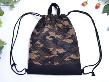 持ち手付きKidsナップサック 迷彩・モスグリーン 日本製 N0401200,体操着袋,作り方,