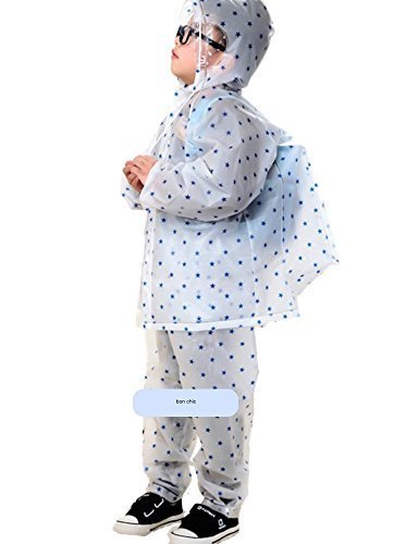 アールソウ rr*sou カッパ 雨具 子供 ランドセル 対応 自転車 上下 男の子 女の子 (L(145~160), 青(星)),幼児,レインコート,