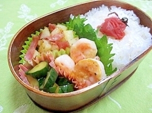 海老のピカタ弁当,卵,お弁当,