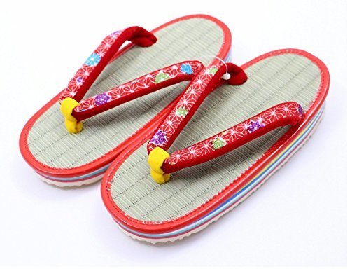 【日本製】 子供用 たたみ 草履 ≪女の子・4サイズ≫(麻の葉柄)お子様 キッズ い草 いぐさ 畳 ゆかた 浴衣 女子 ガール (18cm(5~6歳用)),子ども,草履,