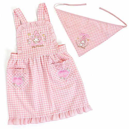 マイメロディ 三角巾付きキッズエプロン(チェック)110cm,子供,料理,