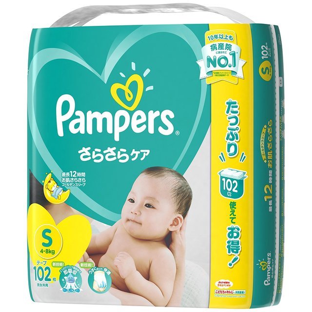 パンパース Sサイズ テープ さらさらケア 102枚,おむつ,Sサイズ,