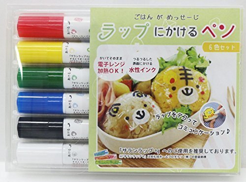 ラップに書けるペン 【 赤・木・緑・青・黒・白 6本入り 】,離乳食,ストック,