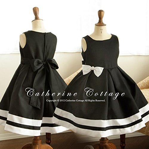 (キャサリンコテージ) Catherine Cottage子供服 フォーマル 結婚式 発表会 モノトーンパールリボンワンピース 140cm ブラック(黒),キッズ,ドレス,