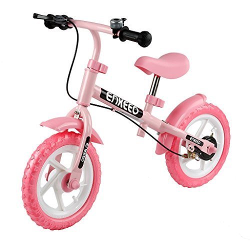 enkeeo ペダルなし自転車 バランス感覚養成 軽量 コンパクト ハンドルとサドルの高さ調整可 2歳~6歳子供用 スポーツモデル 1004【メーカー保証】(ブレーキ付き, ピンク),ペダルなし,自転車,