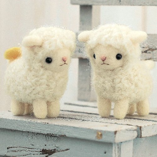 ふたごのひつじのマスコット手作りキット スターターセット(針・マット)付き,手作り,マスコット,