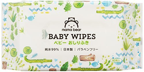 [Amazonブランド]Mama Bear ベビー おしりふき 純水 99% 80枚入×20個 (1600枚) 日本製 パラベンフリー,赤ちゃん,出産準備,