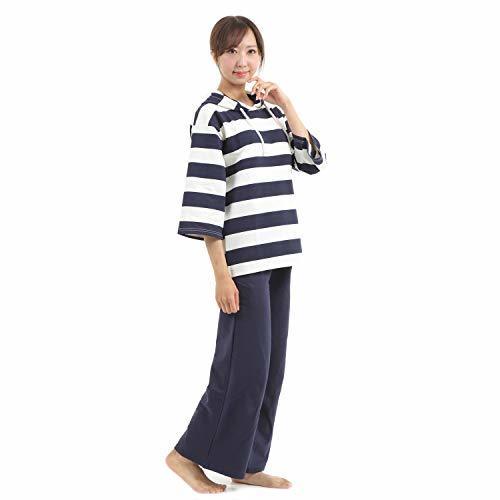 greenleafbaby(グリーンリーフベイビー)マタニティ パジャマ 授乳服 授乳口付き ウエスト調整 ルームウェア (M, ネイビー),マタニティパジャマ,パジャマ,