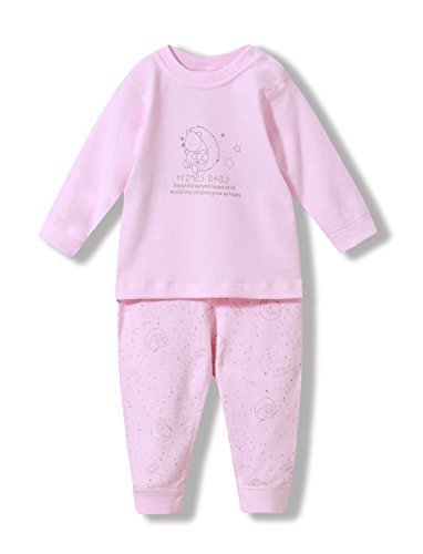 ベビー服 iTimes 子ども肌着 綿100% ナイトウェア 優れた通気性 肩開きセット (73cm, ピンク),ベビーパジャマ,