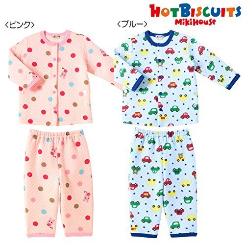 ホットビスケッツ(mikihouse) ビーンズ&キャビット☆前開きニットキルトパジャマ 73-7301-784 (80cm, ピンク),ベビーパジャマ,