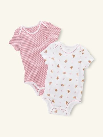 RALPH LAUREN (ラルフローレン) baby ボディースーツ2枚セット・カラーベアー・PK (3M),出産祝い,ラルフ,