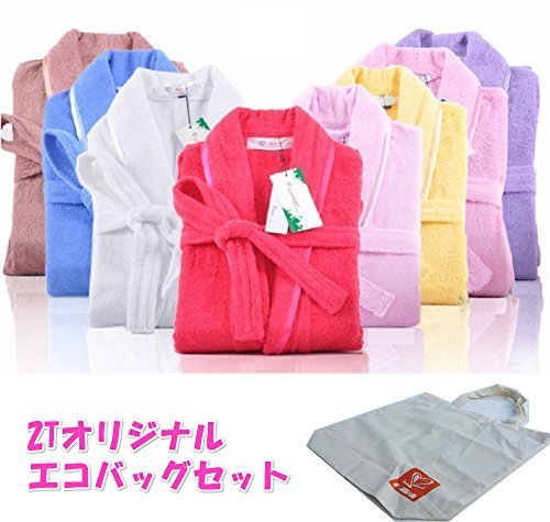【2T】子供用 キッズ ガウン お風呂 可愛い バスローブ 子ども用 S M L 贈り物 プレゼント にも 2Tオリジナルエコバック付 (ライトブルー, L),バスローブ,子供,