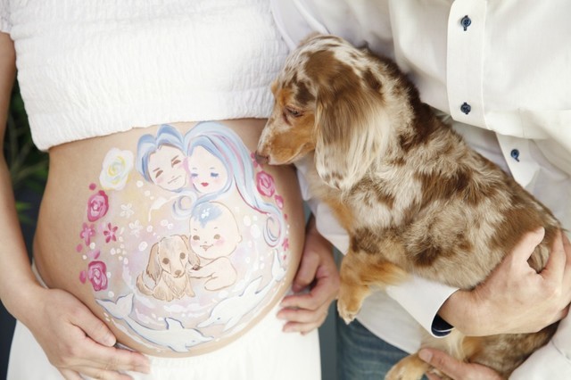 マタニティフォト 犬 ベリーペイント,マタニティフォト,東京,