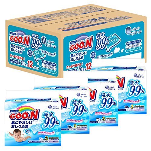 グーン 肌にやさしいおしりふき 詰替用 840枚(70枚×12個 ) 【ケース販売】,赤ちゃん,おしりふき,おすすめ