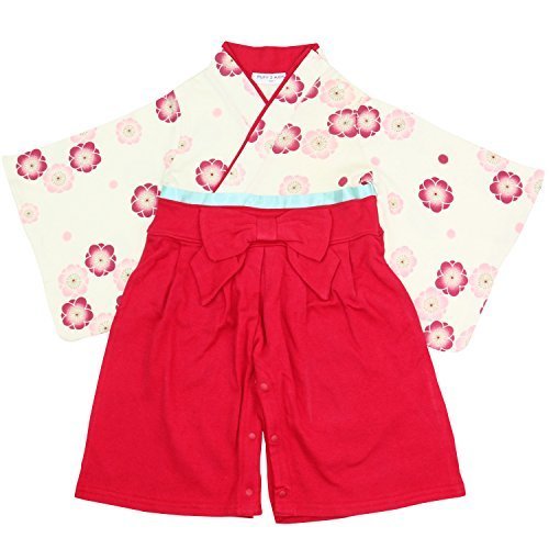 ベビー キッズ 袴風 カバーオール ロンパース 女の子 茜色 80cm 10623609RE80,カバーオール,ベビー,