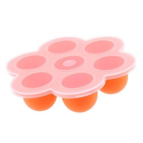 Lovoski 安全シリコン ベビー フードコンテナ トレイ 離乳食保存 冷凍保存皿 製氷皿 小分け 全6色 - オレンジ,離乳食,冷凍,容器