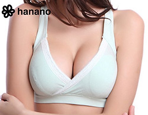 hanano 産前 産後 妊婦 マタニティ 授乳 ブラジャー 下着 クロスタイプ (L, ライトブルー),授乳ブラ,おすすめ,
