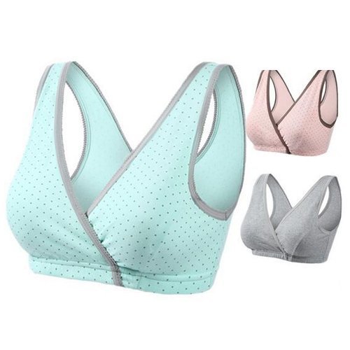 (Pink17°)マタニティ授乳ブラ ハーフトップ 授乳に便利なクロスオープン 綿 ドット柄 マタニティブラ 下着107 (M, 3枚セット),授乳ブラ,おすすめ,