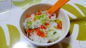 離乳食【野菜としらすのお粥++】,離乳食,11ヶ月,