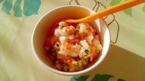 離乳食【鮭と野菜のお粥++】,離乳食,11ヶ月,
