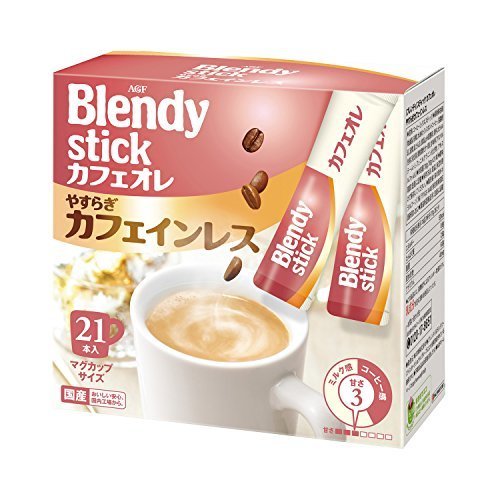 AGF ブレンディ スティックカフェオレ やすらぎカフェインレス 21本,ノンカフェイン,飲み物,
