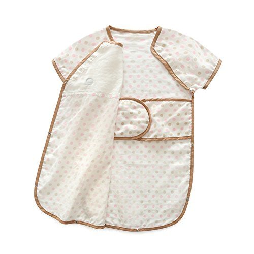 Luyusbaby 半袖水玉 ベビースリーパー夏パジャマ 寝袋 着用できる毛布 イエロードットS,ベビー,スリーパー,