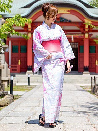 FashionLetter 浴衣 セット 3点セット 帯 下駄 レディースセット ゆかた 大人 可愛い ユカタ 夏祭り 花火大会 (F,薄水色地に睡蓮),マタニティフォト,衣装,