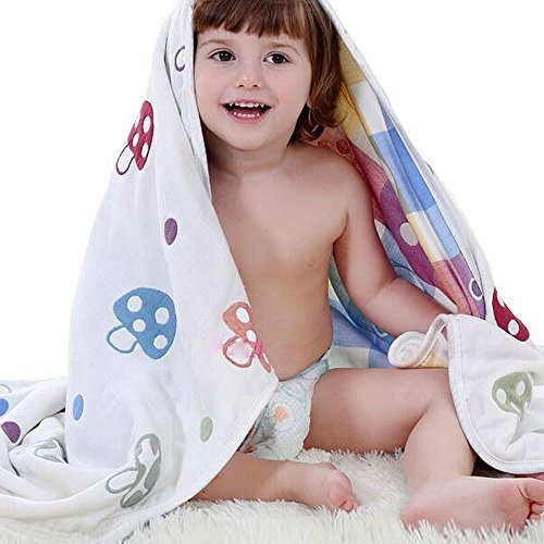 global I mall kid 6重ガーゼ ベビーケット ふわふわガーゼタオル 子供バスタオル キッズ用ブランケット 毛布 通気性が良い 110×115cm,出産祝い,ガーゼタオル,
