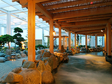横浜みなとみ万葉倶楽部の露天風呂,万葉倶楽部,みなとみらい,