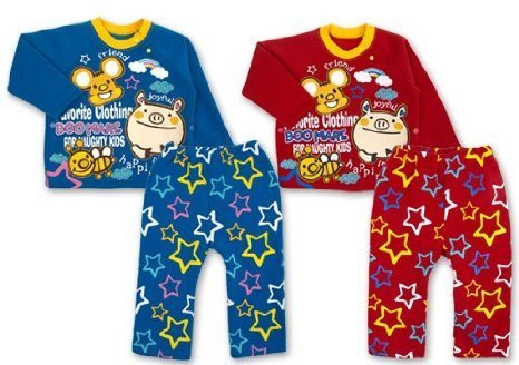 脇ボタン付 星柄 T型長そでパジャマ ,寝冷え,対策,子ども